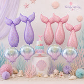 Mermaid Tail Seashell Balloons | Under the Sea Birthday Party Decor