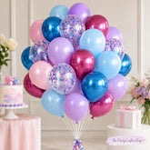 Metallic Confetti Balloons | Pink, Blue, Purple Party Decor (12 Inch)