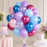 Metallic Confetti Balloons | Pink, Blue, Purple Party Decor (12 Inch)