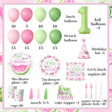 Watermelon 1st Birthday Party Decorations Kit | One in a Melon Backdrop, Tableware, Balloons