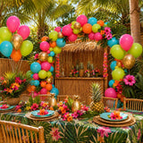 Tropical Balloon Set | Hot Pink, Orange, Teal, Green, Gold Party Balloons