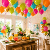 Tropical Balloon Set | Hot Pink, Orange, Teal, Green, Gold Party Balloons