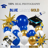 Graduation Balloon Arch Kit | Royal Blue, White, Gold, 2026 Numbers, Cap