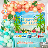 Beach Birthday Balloon Arch Kit | Aqua Coral Gold Ocean Backdrop Decorations