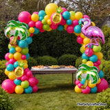 Tropical Balloon Arch Kit | Hot Pink, Lime Green, Yellow Balloons with Flamingo Foils