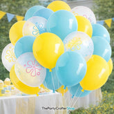 Cartoon Sea Sponge Balloons | Teal, Blue, Yellow Undersea Party Decor