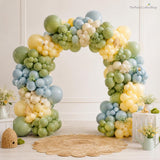 Bear Balloon Garland Arch Kit, Blue Yellow Sage Green Party Decor