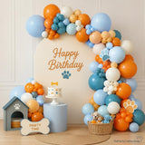 Retro Orange Balloon Garland Arch Kit, Burnt Orange Dusty Blue Beige Ivory Balloons