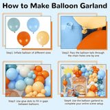 Retro Orange Balloon Garland Arch Kit, Burnt Orange Dusty Blue Beige Ivory Balloons