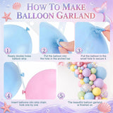 Mermaid Balloon Arch Kit, Pastel Under the Sea Party Decor (123pc)