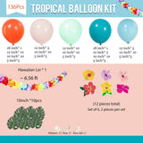 Tropical Balloon Garland Kit, Luau Party Arch with Palm Leaves, Flowers
