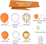 Orange White Gold Balloon Garland Arch Kit, Metallic Confetti Party Decor