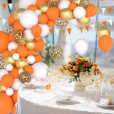 Orange White Gold Balloon Garland Arch Kit, Metallic Confetti Party Decor