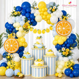 Lemon Balloon Garland Kit, Citrus Birthday Arch, Blue Yellow Party Decor