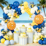 Lemon Balloon Garland Kit, Citrus Birthday Arch, Blue Yellow Party Decor