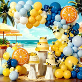 Lemon Balloon Garland Kit, Citrus Birthday Arch, Blue Yellow Party Decor
