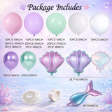 Mermaid Balloon Garland Kit, Pastel Purple Pink Green Arch, Shell Tail Foils, Birthday Shower Decor