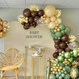 Sage Green Brown Gold Balloon Garland Arch Kit, Woodland Safari Baby Shower Decor