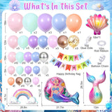 Mermaid Balloon Arch Kit, Pastel Undersea Party Garland, Birthday Banner