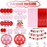 Strawberry First Birthday Party Decorations Kit, Pastel Berry Sweet Theme Balloons Banner Topper