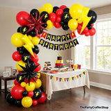 Red Yellow Black Balloon Garland Kit, Superhero Lightning Starburst Foils, Birthday Party Decor