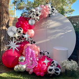Disco Cowgirl Balloon Arch Kit, Hot Pink Black Cow Print Party Decor