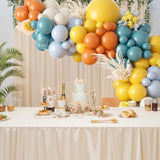 Retro Blue Yellow Orange Balloon Arch Kit, Baby Shower Birthday Party Decor