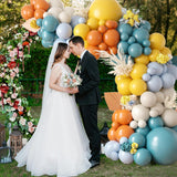 Retro Blue Yellow Orange Balloon Arch Kit, Baby Shower Birthday Party Decor