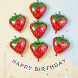 6pc Strawberry Foil Balloons, 20 Inch Red Fruit Theme Party Decor