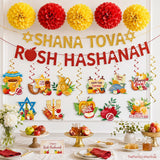 Rosh Hashanah Shana Tova Banner, Jewish New Year Paper Decorations Set