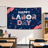 Happy Labor Day Patriotic Banner, Red White Blue Fabric Backdrop (43.3 x 72.8 Inch)