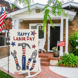 Happy Labor Day Garden Flag, Patriotic Tools USA Outdoor Decor (12x18)