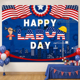 Happy Labor Day Backdrop Banner, Patriotic American Flag Photography Background