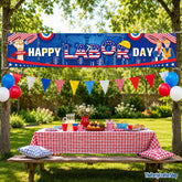 Happy Labor Day Fabric Banner, Patriotic Photo Backdrop, Indoor Outdoor Decorations