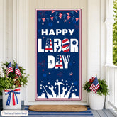 Happy Labor Day Patriotic Door Banner, Porch Sign, Polyester Fabric (72x36 inches)