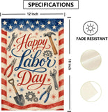 Happy Labor Day Garden Flag, Patriotic Tools USA Burlap Yard Sign