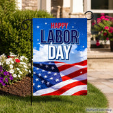 Happy Labor Day Garden Flag, Double Sided American Stars Stripes Yard Flag