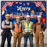 Happy Labor Day Patriotic Banner, 73x43 Inch Party Backdrop (Indoor Outdoor)