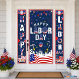Happy Labor Day Patriotic Door Cover Banner, Porch Sign Decorations