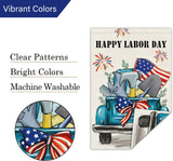 Happy Labor Day Garden Flag, Double Sided Burlap Truck Tools Yard Banner