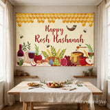 Rosh Hashanah Backdrop, Shana Tova Jewish New Year Banner, Festive Party Decorations