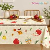 Rosh Hashanah Tablecloths, Shana Tova Waterproof Plastic Covers, Jewish Holiday Party Decor