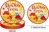 Rosh Hashanah Paper Tableware Set, 64-Piece Jewish New Year Party Decor