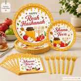 Rosh Hashanah Tableware Set, 96-Piece Disposable Party Supplies (24 Guests)