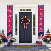 Patriotic Labor Day Door Banner Set, Stars Stripes City Silhouette Decor