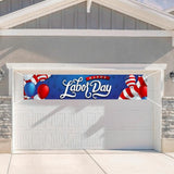 Happy Labor Day Banner, Patriotic American Flag Fence Sign, Red White Blue Party Backdrop