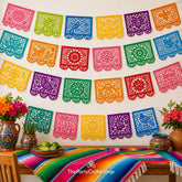 Mexican Party Decorations 216FT, 12 Pack Papel Picado Banner, Colorful Fiesta Hanging Flags Decor