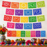 Mexican Papel Picado Banner Set, 3-Pack Fiesta Decorations (54FT)
