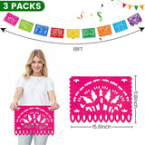 Mexican Papel Picado Banner Set, 3-Pack Fiesta Decorations (54FT)