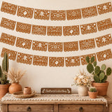 Papel Picado Banner Garland 8 Pack, Mexican Fiesta Plastic Decorations, Independence day Party Decor